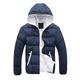 Men's Puffer Jacket Quilted Jacket Hoodie Jacket Hooded Sports Outdoor Short Fall Winter Solid Color Black / Orange Navywhite Sky Blue Orange BlackGreen Puffer Jacket