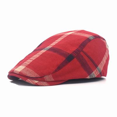 Men's Flat Cap Black Red Cotton Two tone 1920s Fashion Casual Outdoor Outdoor Daily Plaid Sun Protection Comfort Warm Breathable