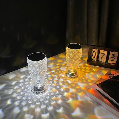 Crystal Table Lamp Fish Scale Atmosphere Lamp ins Style Crystal Desk Lamp Restaurant Bedroom Atmosphere Lamp Touch Dimming USB Powered Rechargeable Desk Lamp