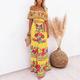 Women's Swing Dress Boho Dress Long Dress Maxi Dress Black White Yellow Short Sleeve Floral Cold Shoulder Summer Spring Off Shoulder Romantic Vacation Summer Dress Spring Dress Regular Fit 2023 S M L