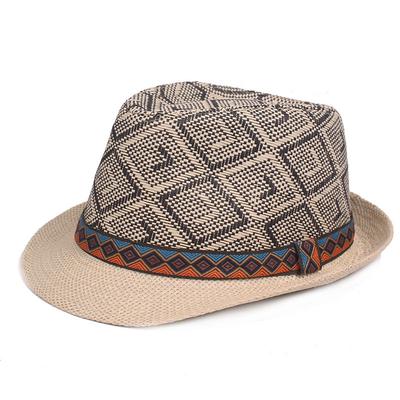 Men's Straw Hat Black Blue Licorice Braided Streetwear Stylish Casual Daily Outdoor clothing Holiday Diamond Pattern Sunscreen Breathability