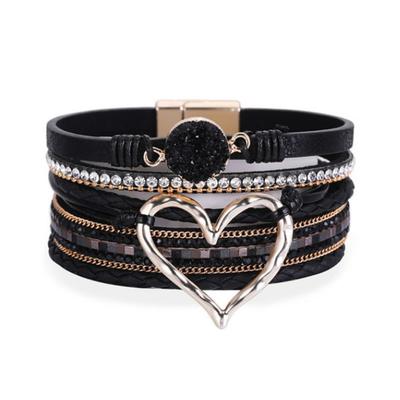 1pcs Plaited Wrap Heart Statement Personalized Leather Bracelet Jewelry For Women's Daily Holiday Beach