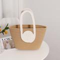 Women's Tote Hobo Bag Straw Holiday Beach Large Capacity Breathable Multi Carry Solid Color Black White Coffee