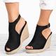 Women's Sandals Plus Size Outdoor Office Daily Solid Colored Summer Buckle Wedge Heel Peep Toe Casual Minimalism Walking Nubuck Faux Suede Buckle Black Pink Blue