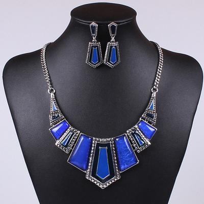 Crystal Jewelry Set Party Statement Ladies Casual Vintage Cute Cubic Zirconia Earrings Jewelry Purple / Red / Blue For Party / Necklace