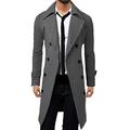 Men's Winter Coat Overcoat Peacoat Trench Coat Formal Business Winter Polyester Warm Outerwear Clothing Apparel Coats / Jackets Solid Color Vintage Style Notch lapel collar