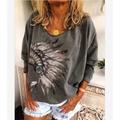 womens vintage native american indian shirt feather headdress print loose fit long sleeve oversize tee tops purple