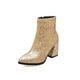 Women's Heels Boots Bling Bling Shoes Metallic Boots Glitter Crystal Sequined Jeweled Outdoor Work Daily Solid Color Booties Ankle Boots Winter Chunky Heel Pointed Toe Vintage Sexy Glitter PU Zipper