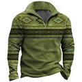 Geometric Pattern Sweater Mens Graphic Hoodie Tribal Prints Daily Classic Casual 3D Sweatshirt Zip Pullover Holiday Going Out Streetwear Sweatshirts Blue Brown Green Native American Grey Cot