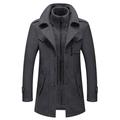 Men's Winter Coat Wool Coat Overcoat Business Casual Spring Winter Autumn Wool Windproof Warm Outerwear Clothing Apparel Active Chic Modern Solid Colored Rolled collar
