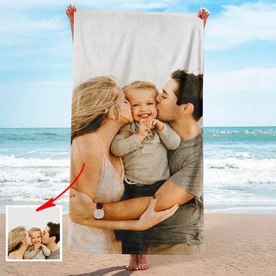 Custom Beach Towels with Photo Bath Towel Personalized Beach Towels with Photo,Personalized Gift for Family or Friends 3163 (Single-Sided Printing)