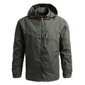 Men's Outdoor Jacket Shell Jacket Windcheater Jacket Sport Daily Wear Windbreaker Outdoor Embroidered Zipper Spring Fall Solid Color Gymnatics Comfort Hooded Black Khaki Army Green Dark Blue Grey