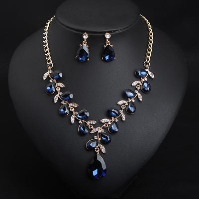 Bridal Jewelry Sets 1 set Crystal Rhinestone Alloy 1 Necklace Earrings Women's Statement Colorful Cute Fancy Flower irregular Jewelry Set For Party Wedding