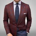 Men's Plaid Checkered Blazer Windowpane Outdoor Blazer Jacket Regular Tailored Fit Single Breasted Two-buttons Red Blue Green 2024