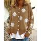 Women's Cardigan Knitted Button Print Floral Daisy Stylish Basic Casual Long Sleeve Regular Fit Sweater Cardigans Open Front Fall Winter Spring Blue Black Gray / Going out