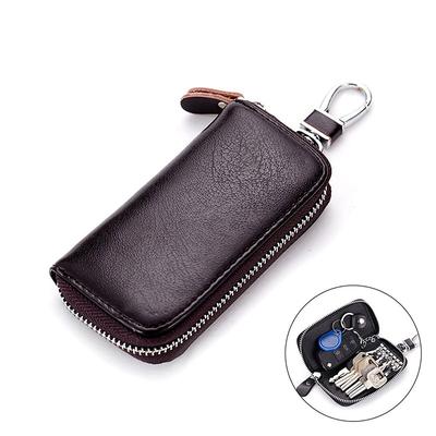 Cow Split Leather Men Women Key Holder House Keychain Bag Organizer Car Key Case Pouch Multifunctional Small Wallet Mini Purse