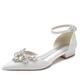 Women's Wedding Shoes Dress Shoes White Shoes Wedding Party Solid Colored Wedding Flats Bridal Shoes Bridesmaid Shoes Summer Rhinestone Flat Heel Pointed Toe Elegant Classic Glitter Ankle Strap White