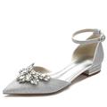 Women's Wedding Shoes Dress Shoes White Shoes Wedding Party Solid Colored Wedding Flats Bridal Shoes Bridesmaid Shoes Summer Rhinestone Flat Heel Pointed Toe Elegant Classic Glitter Ankle Strap White