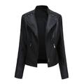 Women's Faux Leather Jacket Moto Biker Jacket Fall Waterproof Windproof Coat Winter Zipper Lapel Modern Outerwear Long Sleeve Causal Vacation