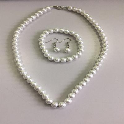 Jewelry Set Beaded Necklace For Women's Pearl Party Wedding Pearl White / Necklace / Earrings