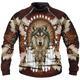 Mens Graphic Hoodie Native American Zip Sweatshirt Raglan Daily Ethnic Casual Animal Wolf Prints Sweatshirts Blue Brown Green Long Sleeve Designer Cotton
