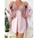 Women's Pajamas Bathrobe Nightgown Pure Color Simple Casual Comfort Home Daily Bed Polyester Breathable Plunging Neck Long Sleeve Fall Winter Lotus Pink Black