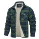 Men's Shirt Jacket Shacket Flannel Fleece Jacket Outdoor Daily Wear Warm Button Pocket Fall Winter Color Block Fashion Streetwear Lapel Regular Black Navy Blue Green Khaki Claret-red Jacket