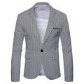 Men's Blazer Business Cocktail Party Wedding Party Fashion Casual Spring Fall Polyester Color Block Stripes Button Pocket Comfortable Single Breasted Blazer Brown Gray