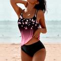 Women's Swimwear Tankini 2 Piece Normal Swimsuit 2 Piece Printing Ombre Floral Beach Wear Summer Bathing Suits