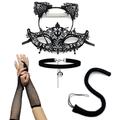 Carnival Sexy Princess Cat Dress Black Lace Mask Cat's Ears (Steamed Cat-ear Shaped Bread) Hair Hoop Dance Mask Set