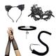 Carnival Sexy Princess Cat Dress Black Lace Mask Cat's Ears (Steamed Cat-ear Shaped Bread) Hair Hoop Dance Mask Set