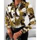 Women's Shirt Blouse Chains Print Casual Button Print Black Long Sleeve Fashion Shirt Collar Spring Fall