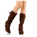 Women's Boots Strappy Heels Plus Size Heel Boots Party Work Daily Solid Color Knee High Boots Winter Stiletto Heel Round Toe Vintage Fashion Casual Suede Zipper Light Brown Black Brown