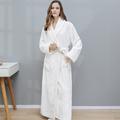 Women's Bathrobe Robes Gown Nighty 1 PCS Pure Color Warm Comfort Plush Robe Xmas Home Christmas Street Fleece Warm Lapel Long Sleeve Basic Belt Included Fall Winter White Pink