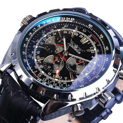 JARAGAR Mechanical Watch for Men Aviator Series Military True Men Sport Automatic Watch Luxury Stainless Steel Mechanical Male Clock Hour Luminous Wristwatch Blue Glass