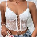 Women's Lace Bras Fixed Straps 3/4 Cup V Neck Breathable Lace Pure Color Pull-On Closure Date Casual Daily Cotton 1PC White Black / Bras Bralettes / 1 PC