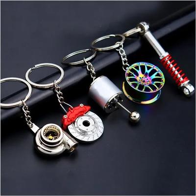 5PCS Creative gift car metal keychain turbo gear hub pendant brake disc shock absorber Pendant