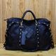 Women's Tote Satchel Cowhide Daily Holiday Rivet Plaid Contrast Color Black Rainbow