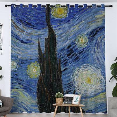 Vincent van Gogh Curtain Panels Grommet/Eyelet Curtain Drapes For Living Room Bedroom, Farmhouse Curtain for Kitchen Door Window Treatments Room Darkening