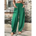 Women's Linen Pants Polyester Plain Black Red Fashion Full Length Street Vacation