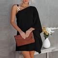 Women's Shift Dress Mini Dress Black White Fuchsia Long Sleeve Pure Color Cold Shoulder Summer Spring Fall One Shoulder Fashion Summer Dress Weekend Loose Fit 2023 S M L XL XXL