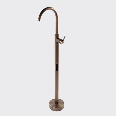 Antique Brass Bathtub Faucet Freestanding, 360 Swivel Spout Floor Mount Bath Tub Shower Filler Mixer Taps, Vintage Free Standing Clawfoot Tub with Hot and Cold Water Hose