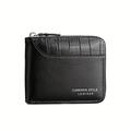 Men's Wallet Coin Purse Credit Card Holder Wallet PU Leather Daily Lightweight Durable Crocodile Black Brown