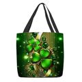 Women's Tote Shoulder Bag Canvas Tote Bag Polyester Shopping Daily St. Patrick's Day Print Large Capacity Foldable Lightweight Clover Dark Green Green Black Green