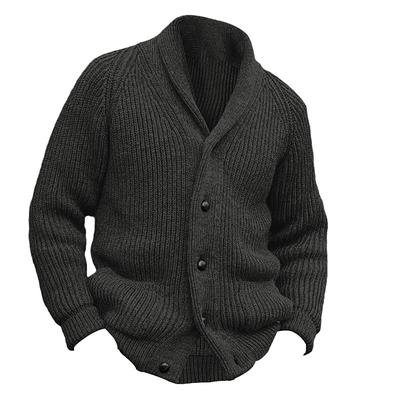 Men's Cardigan Sweater Dress Sweater Chunky Cardigan Cropped Sweater Cable Knit Regular Button Up Plain Lapel Vintage Warm Ups Casual Daily Wear Clothing Apparel Raglan Sleeves Fall Winter Black Green