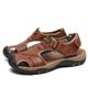 Men's Sandals Leather Sandals Sporty Sandals Outdoor Hiking Sandals Sports Sandals Water Shoes Casual Beach Daily Nappa Leather Breathable Magic Tape Dark Brown Black Brown Summer Spring
