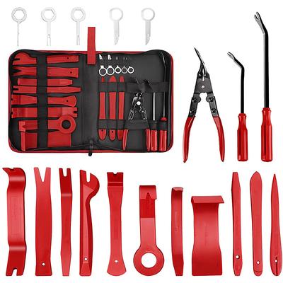 19PCS Car Trim Removal Tools Kit Storage Pouch Plastic Stereo Audio Radio Remover Door Panel Dashboard Interior Pry Bar Molding Clip Pliers Upholstery Installer