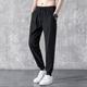 Men's Active Trousers Casual Pants Pocket Drawstring Elastic Waist Solid Color Breathable Outdoor Full Length Casual Daily Streetwear Stylish Casual / Sporty Black Black Straight Leg Micro-elastic