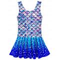 Girls One Piece Swimsuit Cute Mermaid Floral Quick Dry Swim Dress Swimwear Bathing Suit