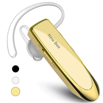 New Bee Bluetooth Earpiece V5.0 Wireless Handsfree Headset with Microphone 24 Hrs Driving Headset 60 Days Standby Time for IPhone Android Samsung Laptop Trucker Driver (Gold, Silver, Black)